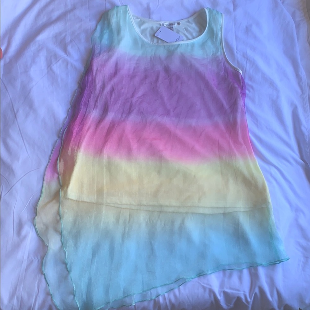 Sheer rainbow slit shirt
